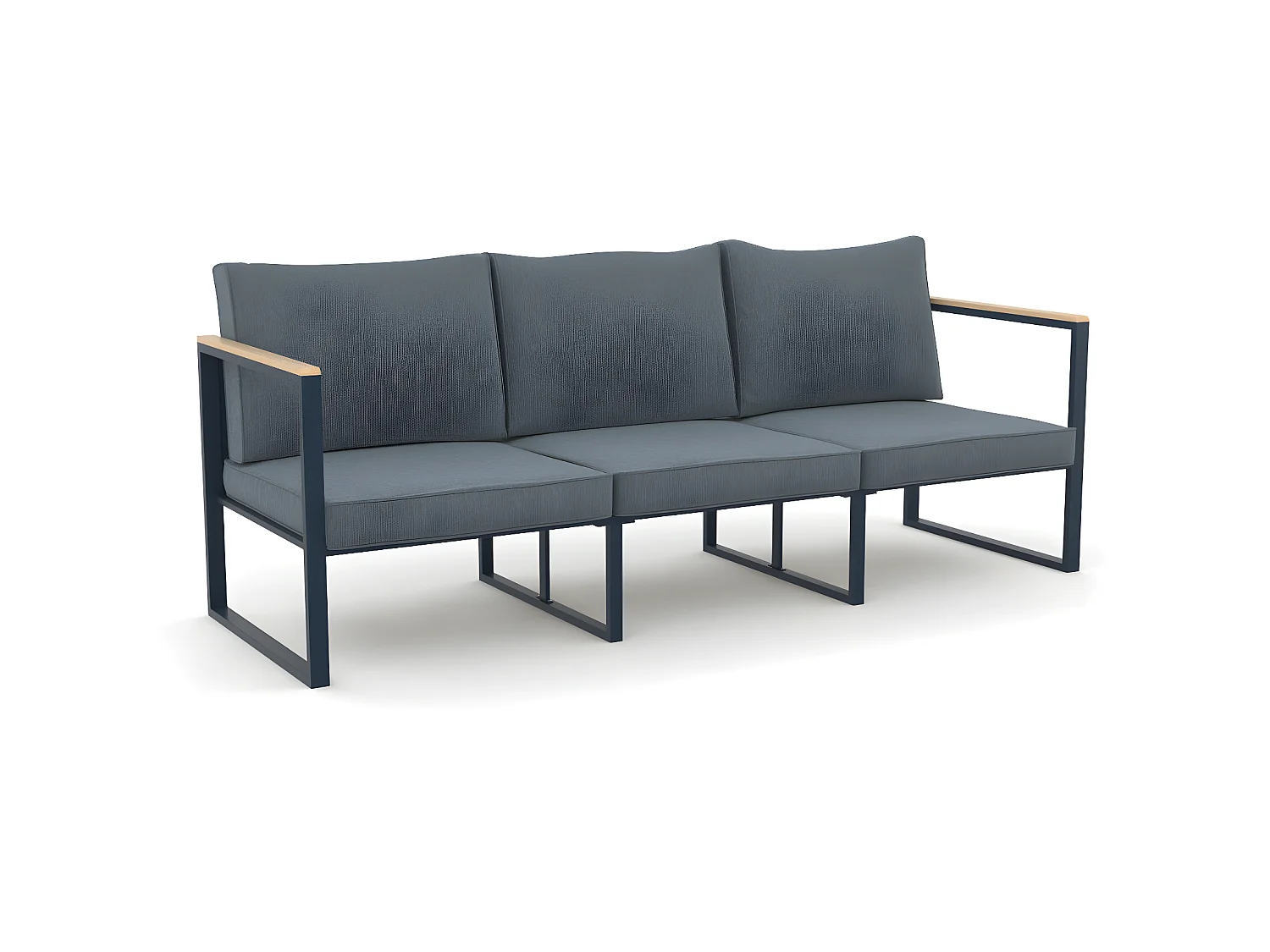 Salon de jardin angle aluminium polywood 5 Places gris et naturel - VALENCE