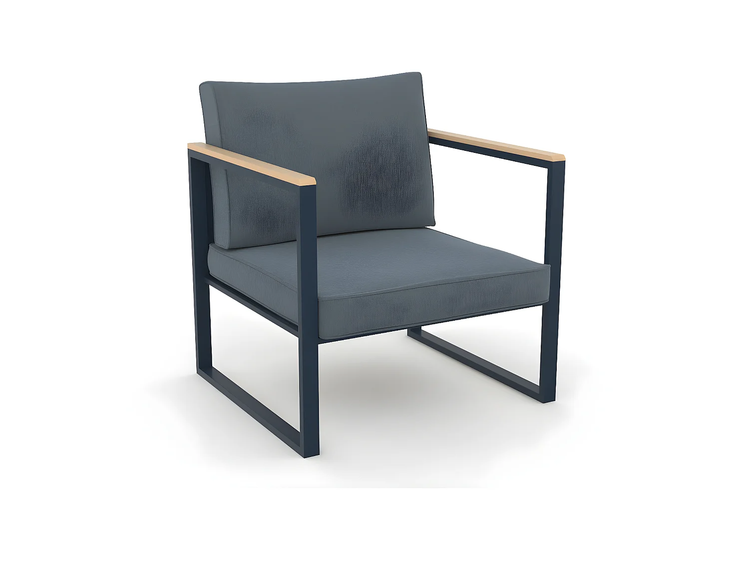 Salon de jardin angle aluminium polywood 5 Places gris et naturel - VALENCE