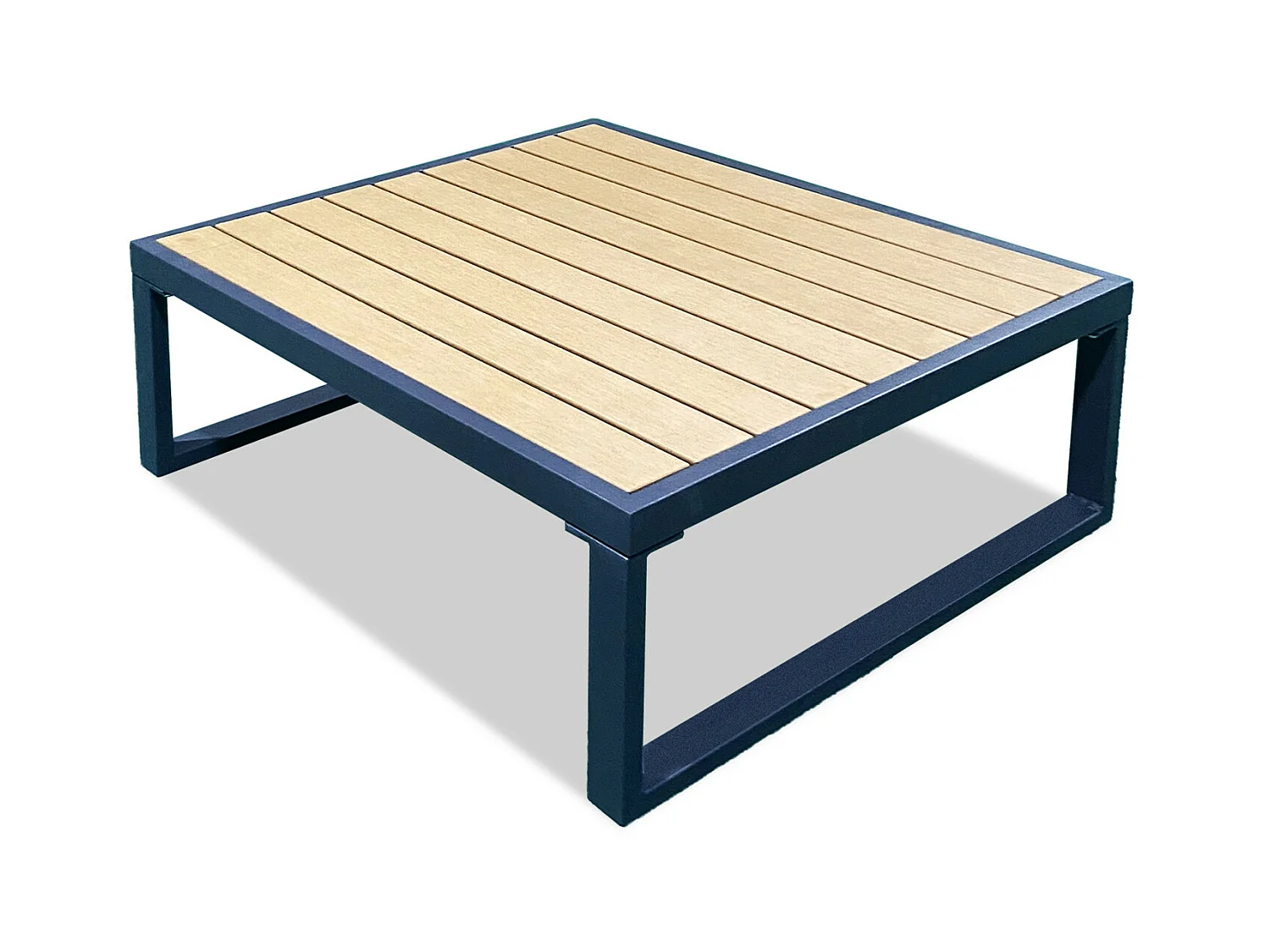 Salon de jardin angle aluminium polywood 5 Places gris et naturel - VALENCE