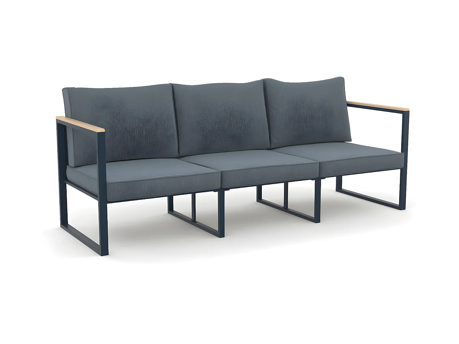 Salon de jardin angle aluminium polywood 5 Places gris et naturel - VALENCE