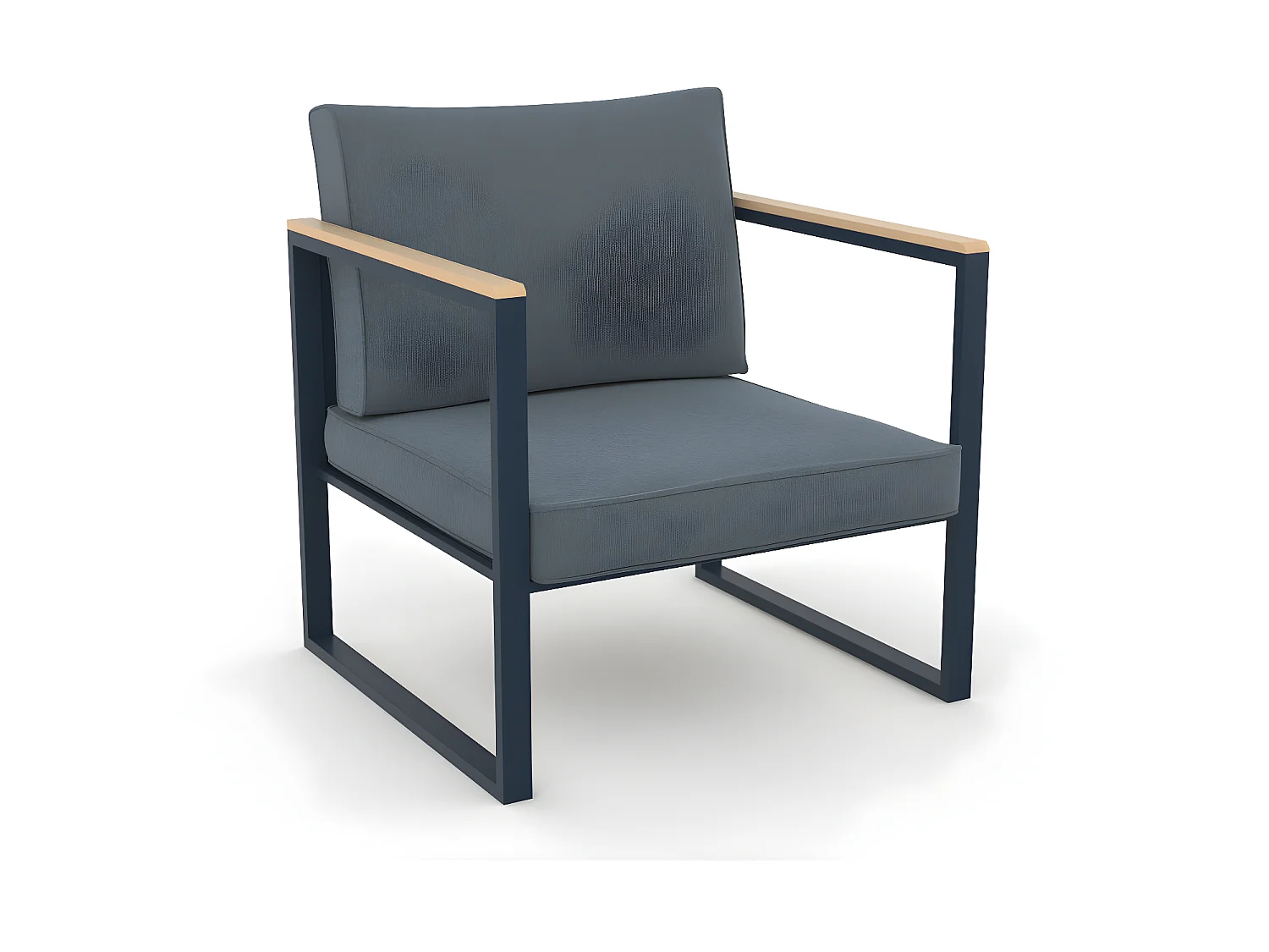 Salon de jardin angle aluminium polywood 5 Places gris et naturel - VALENCE