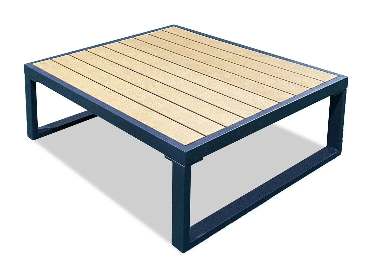 Salon de jardin angle aluminium polywood 5 Places gris et naturel - VALENCE