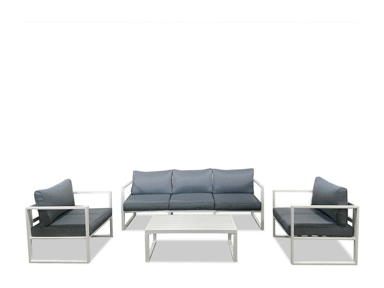 Salon de jardin aluminium 5 Places couleur blanc gris - VINCENNES