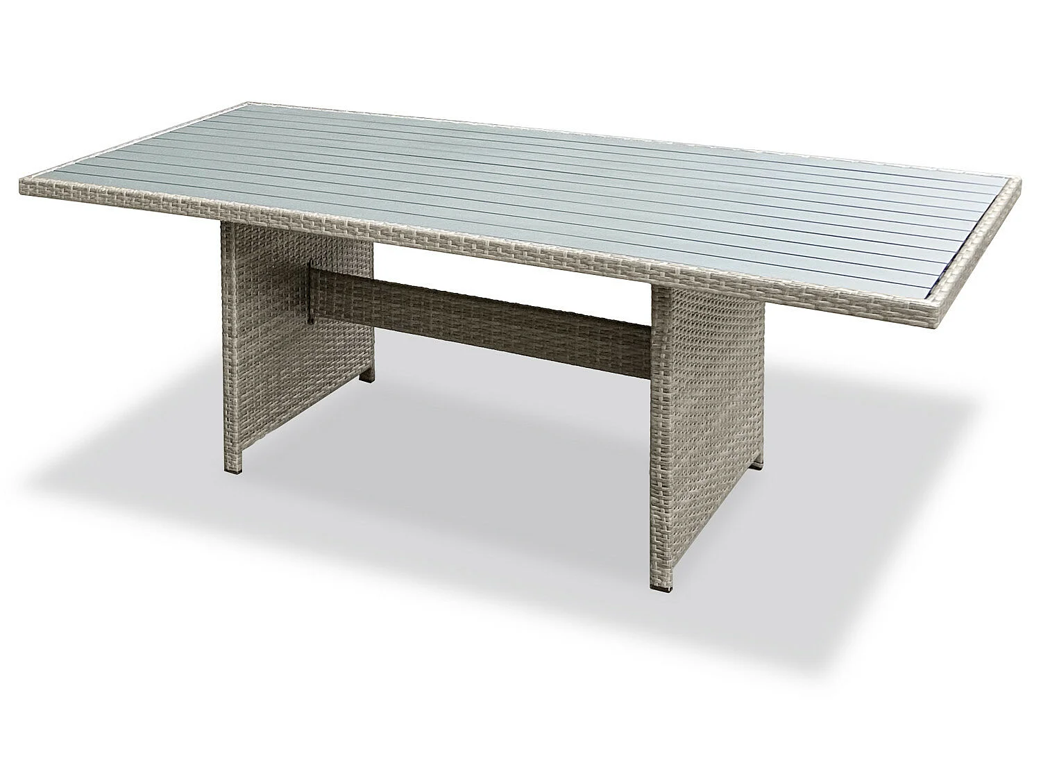 8 Places - Ensemble encastrable salon table de jardin aluminium et acier, housse de protection- Gris - CABOURG