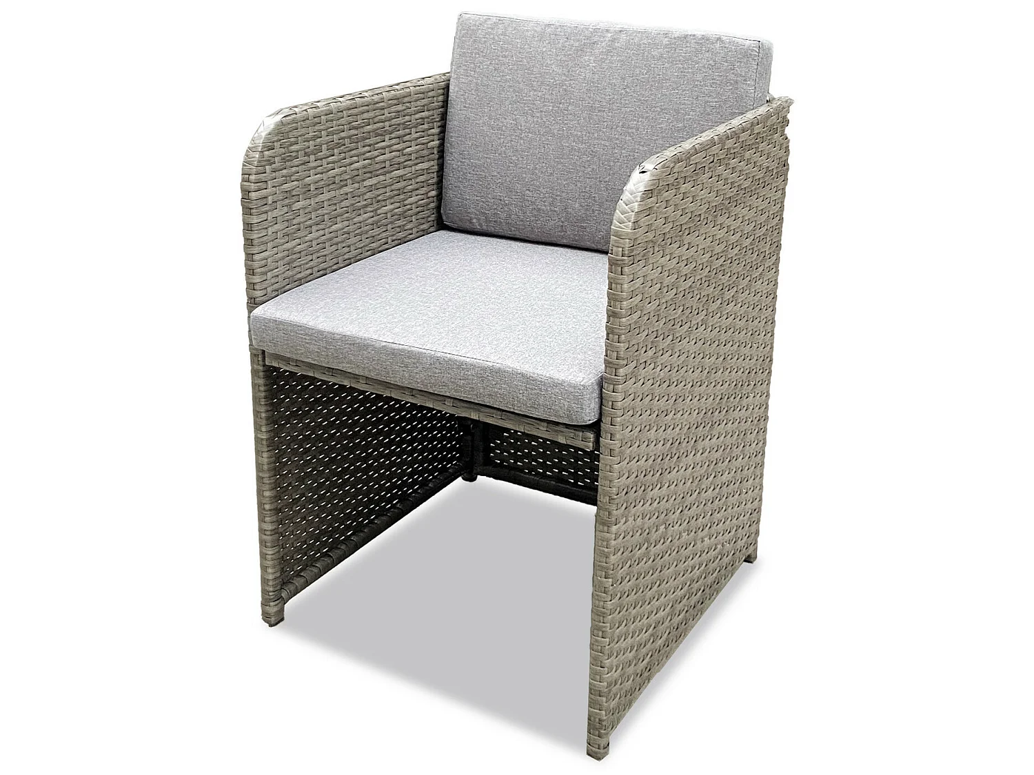 8 Places - Ensemble encastrable salon table de jardin aluminium et acier, housse de protection- Gris - CABOURG