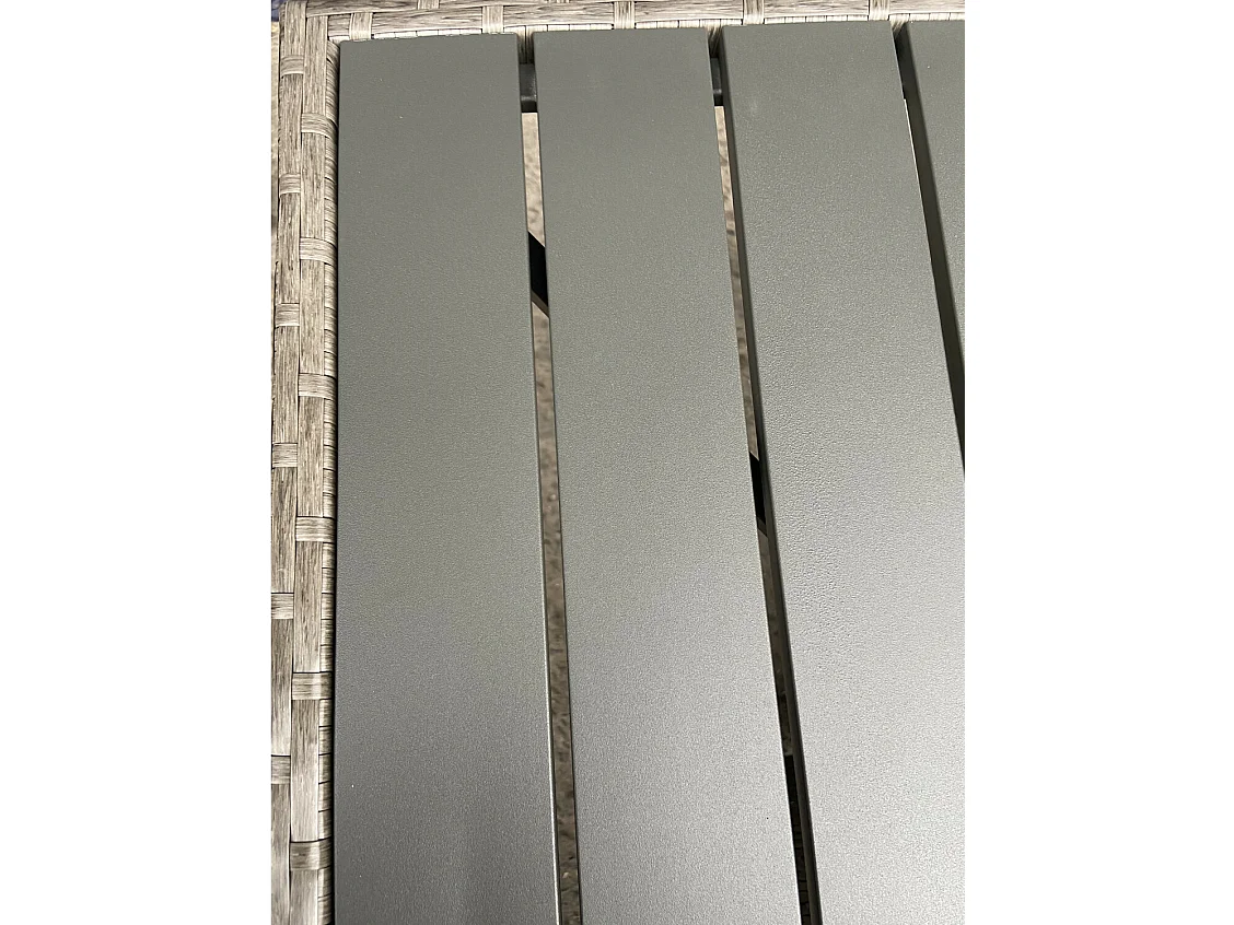 8 Places - Ensemble encastrable salon table de jardin aluminium et acier, housse de protection- Gris - CABOURG