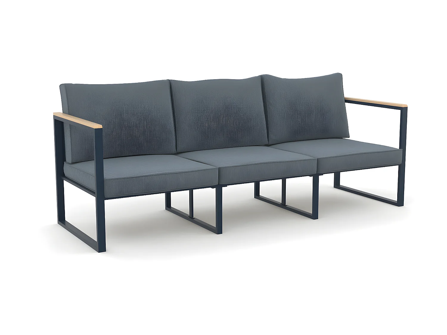 Salon de jardin aluminium et polywood 5 Places gris et naturel - VINCENNES