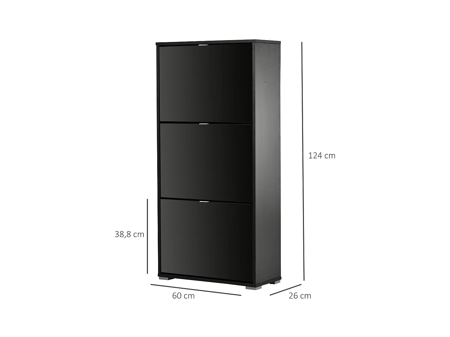 Armario de zapatos negro 60x26cx124 cm HOMCOM