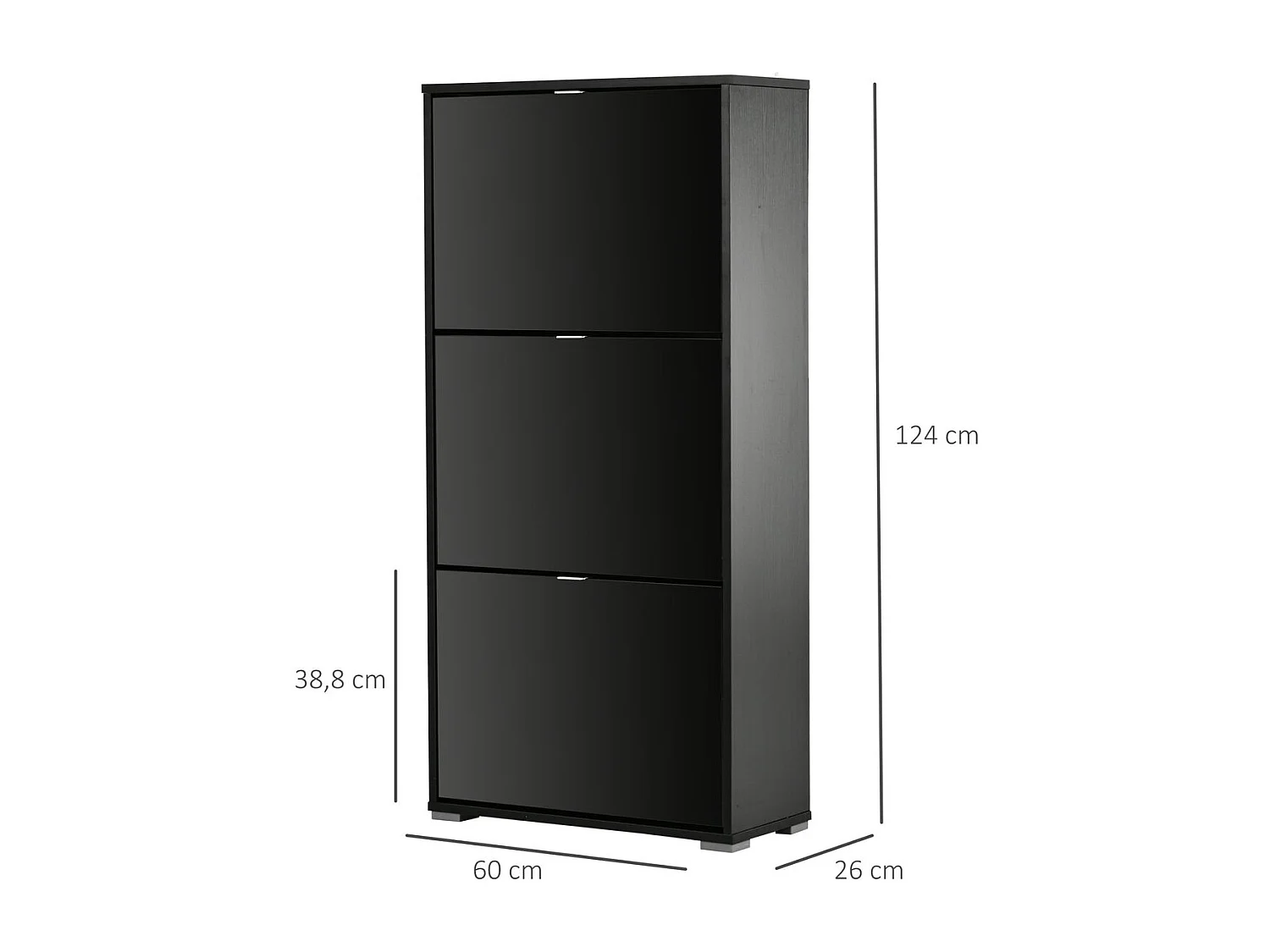 Armario de zapatos negro 60x26cx124 cm HOMCOM