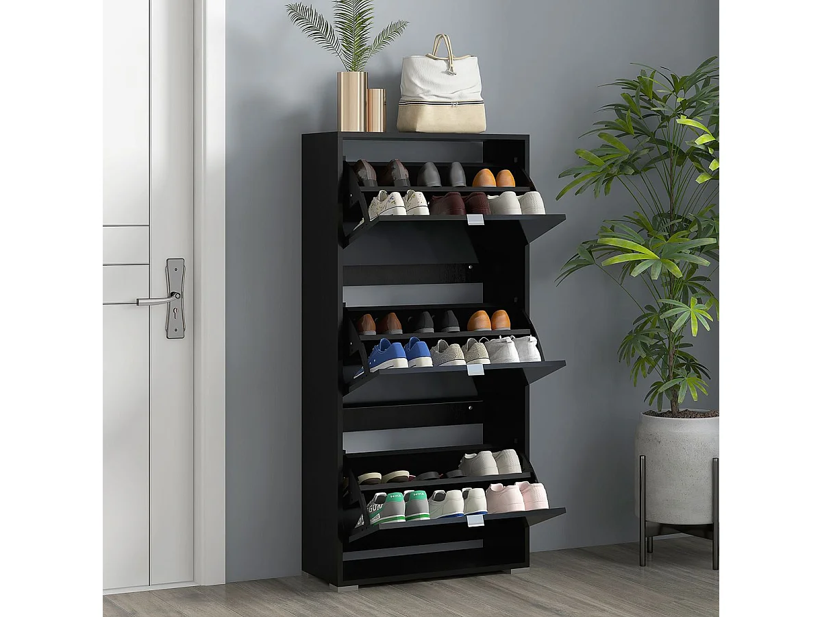 Armario de zapatos negro 60x26cx124 cm HOMCOM