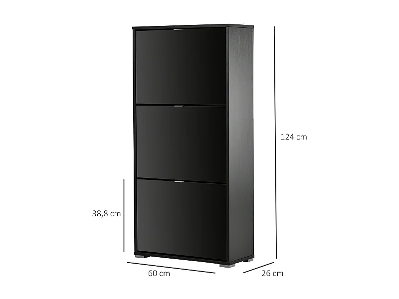 Armario de zapatos negro 60x26cx124 cm HOMCOM