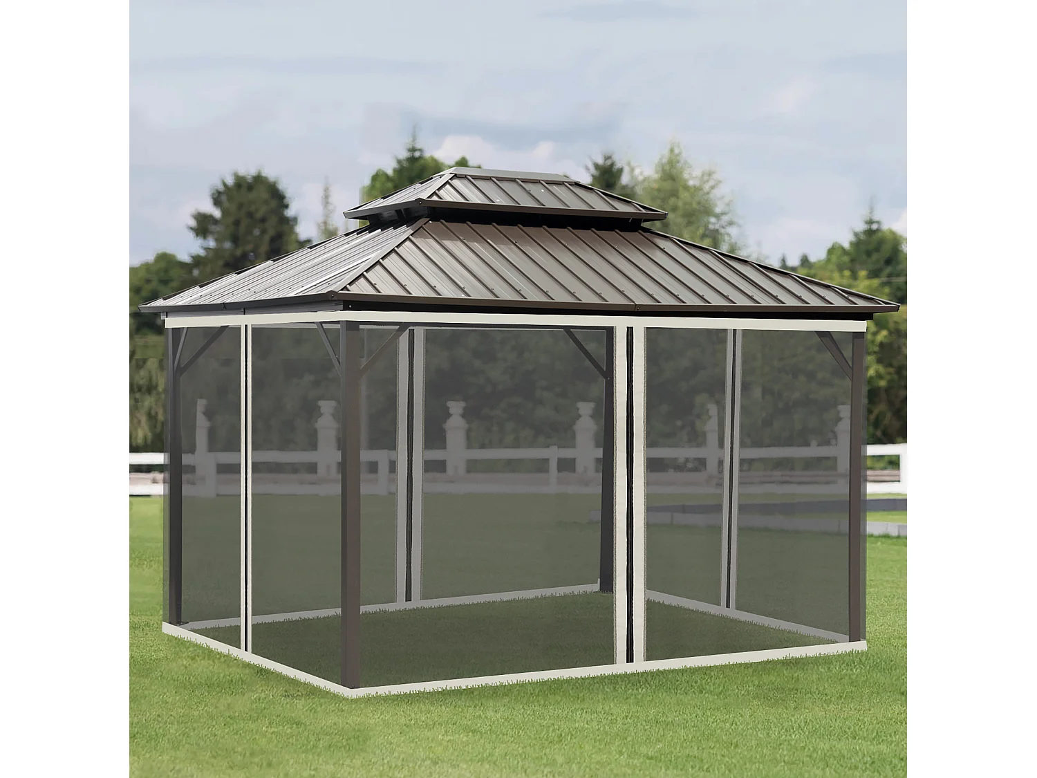 Panel lateral mosquitera negro 335x0x207cm Outsunny