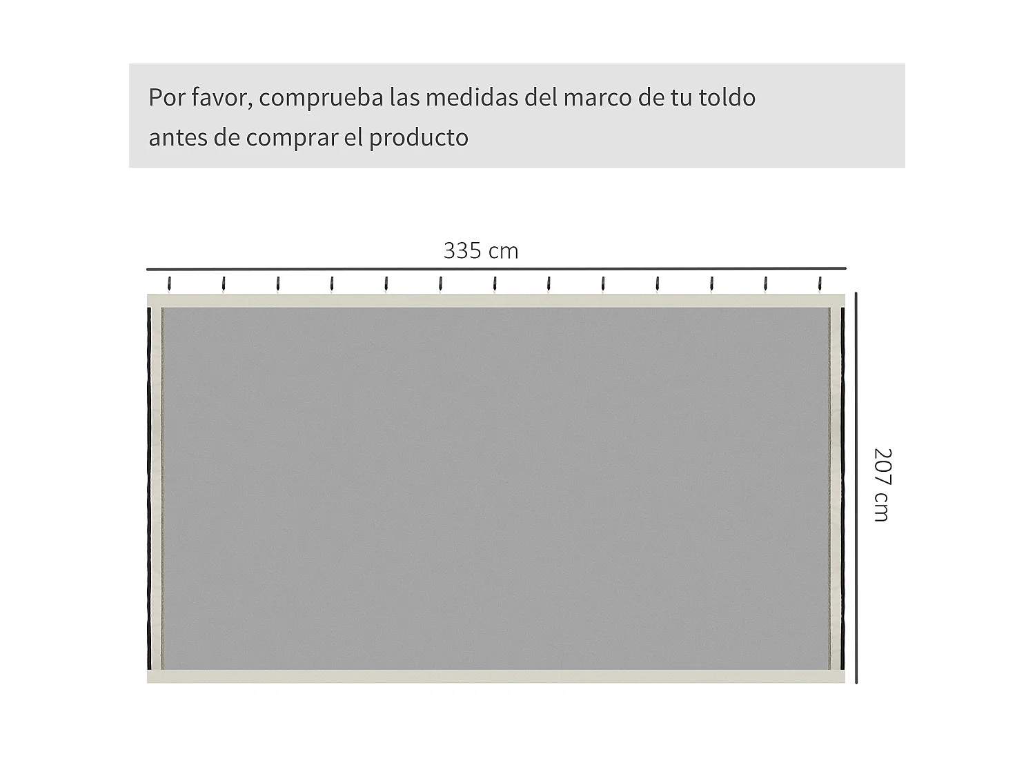 Panel lateral mosquitera negro 335x0x207cm Outsunny
