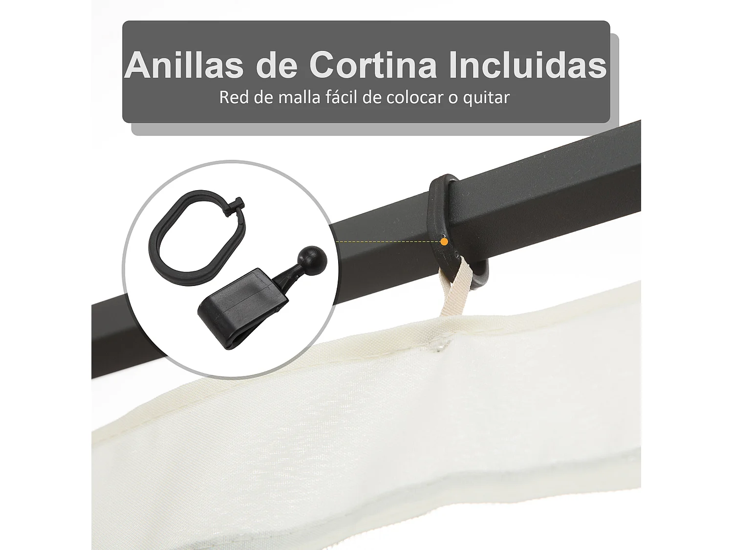 Panel lateral mosquitera negro 335x0x207cm Outsunny