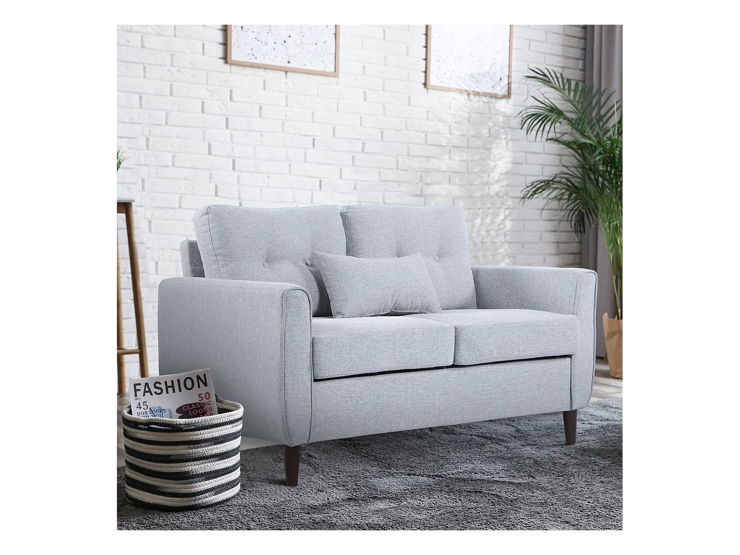 Sofá de 2 plazas gris 140x78x83 cm HOMCOM