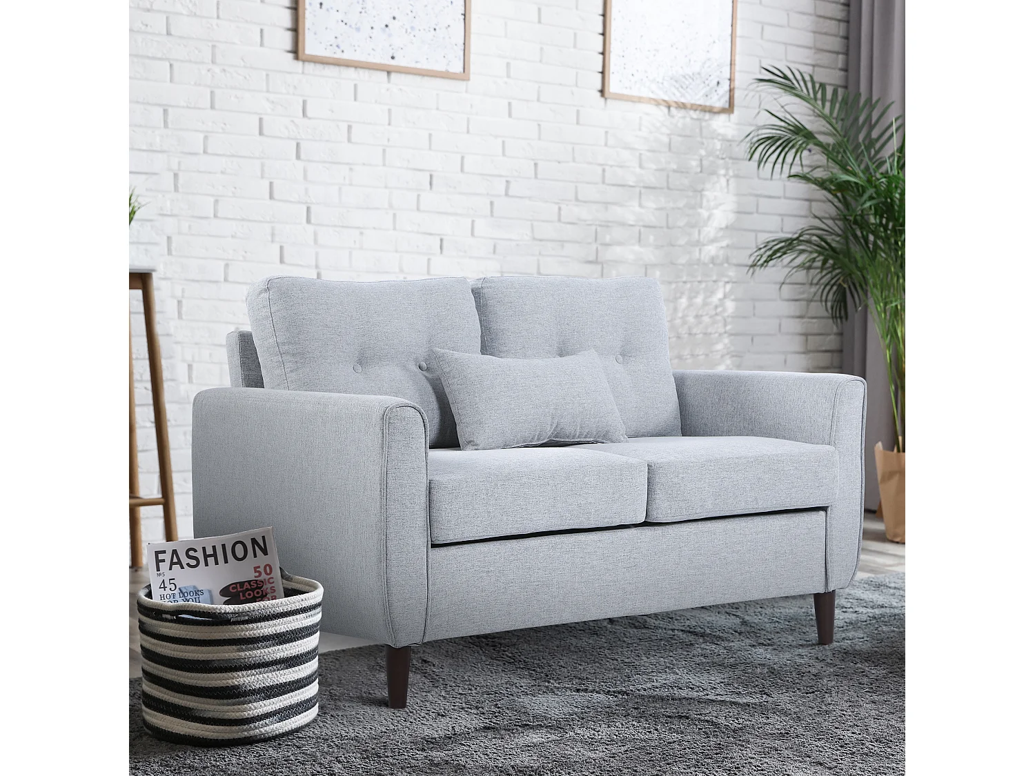 Sofá de 2 plazas gris 140x78x83 cm HOMCOM