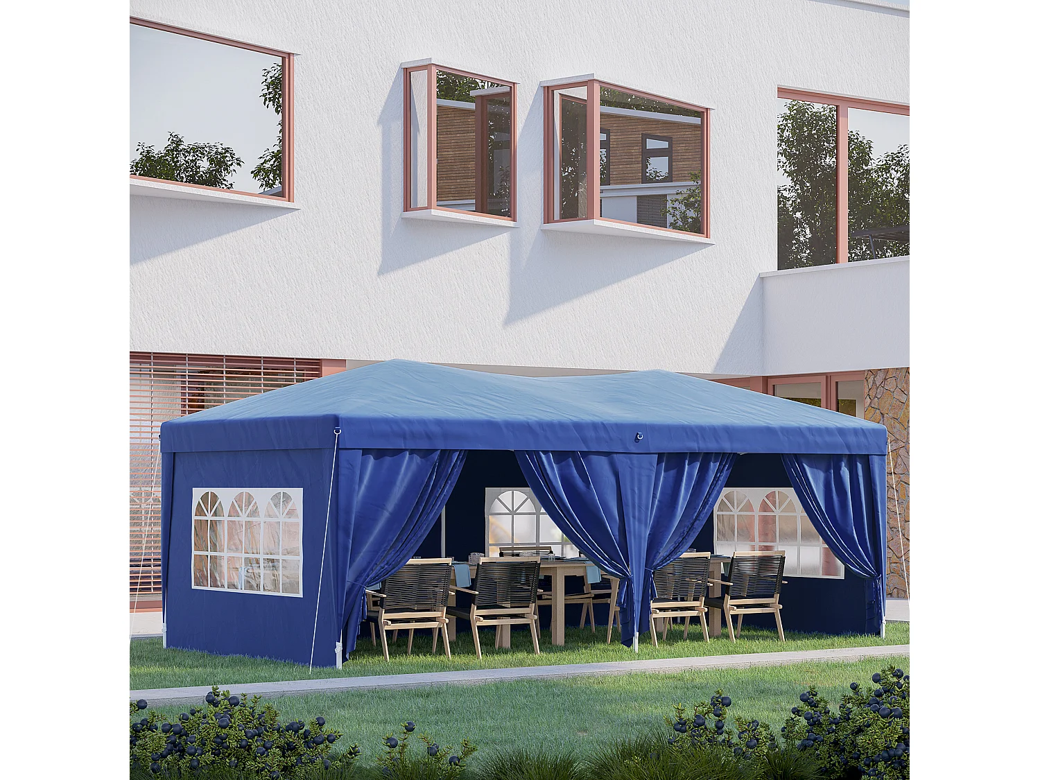Carpa plegable azul 591x297x256 cm Outsunny