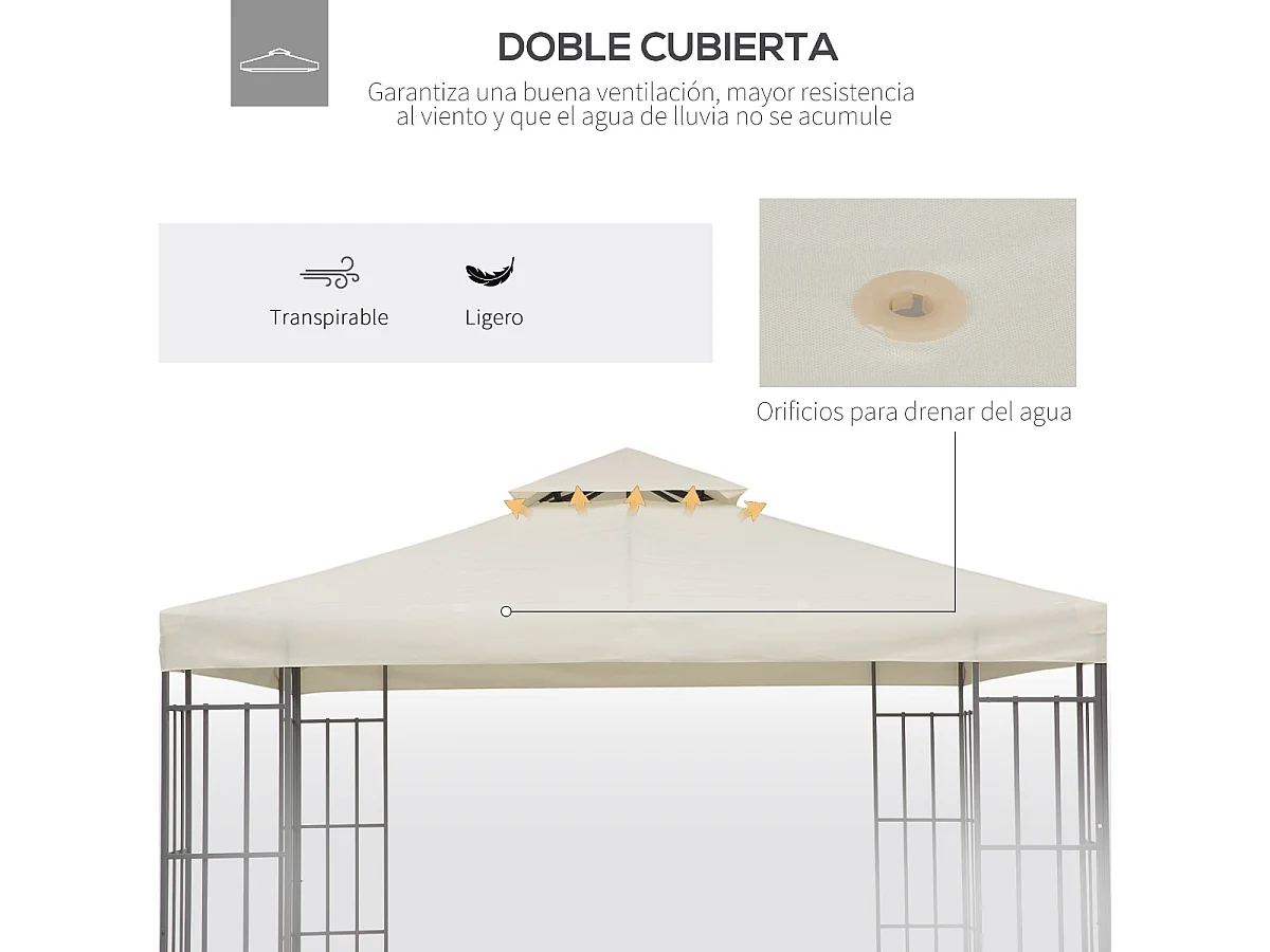 Techo reemplazo para carpa crema 300x300 cm Outsunny