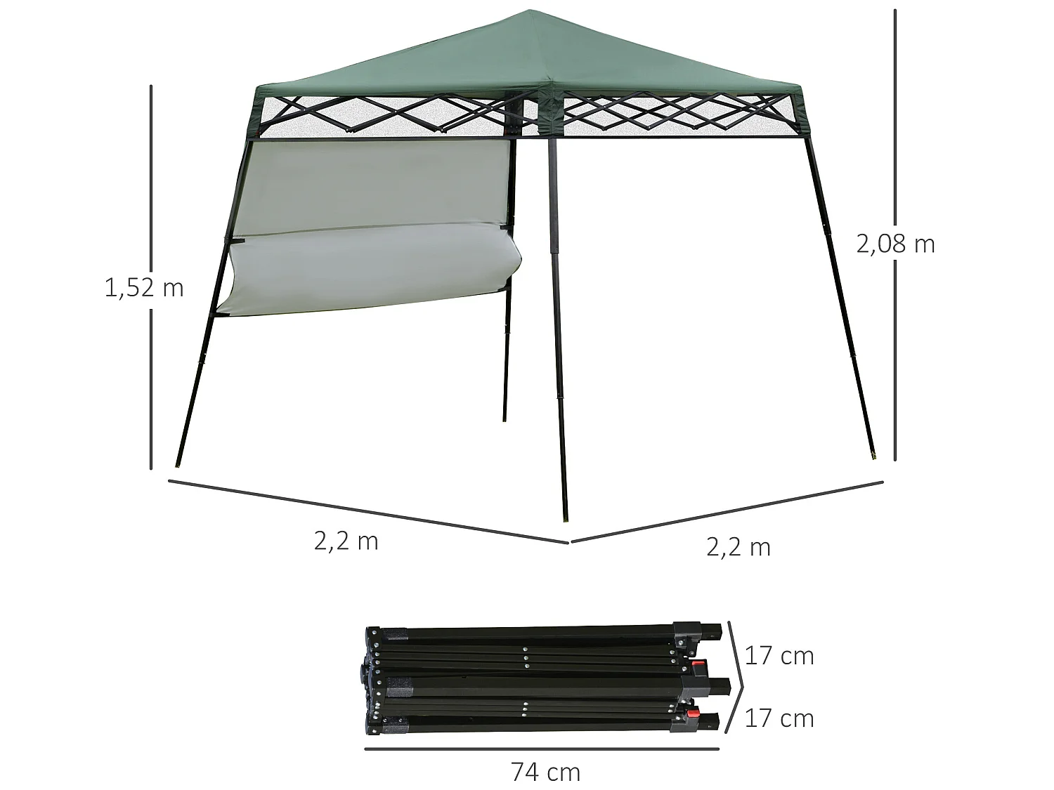 Carpa plegable verde 220x220x208 cm Outsunny