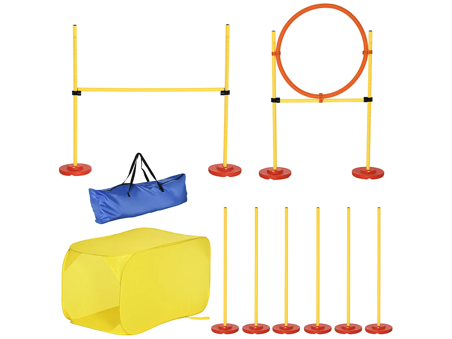 Conjunto de entrenamiento para mascotas amarillo 128x23x100 cm PawHut