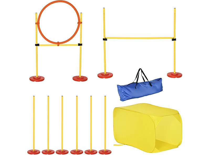 Conjunto de entrenamiento para mascotas amarillo 128x23x100 cm PawHut