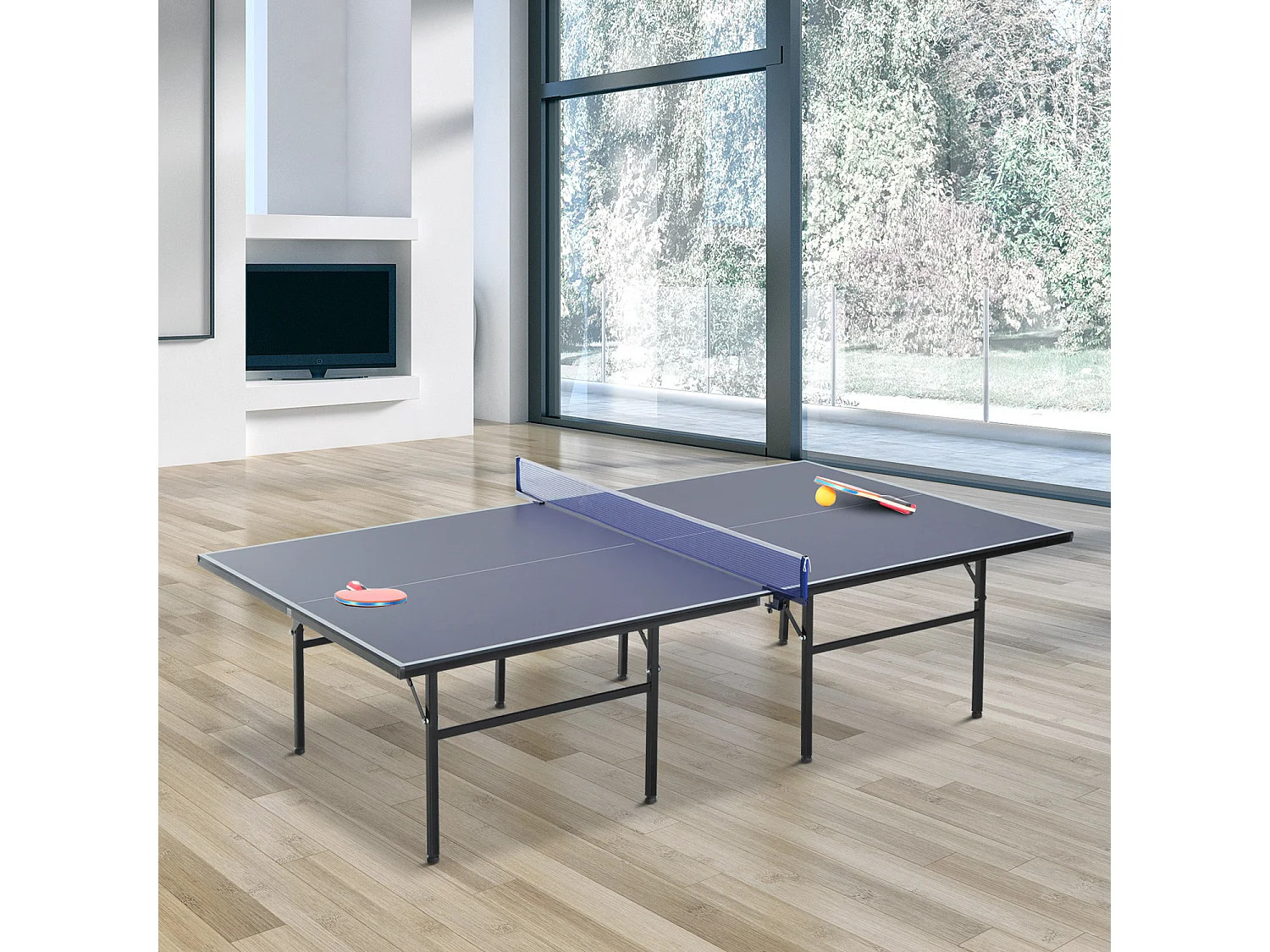 Mesa de ping pong azul 152.5x274x76 cm HOMCOM
