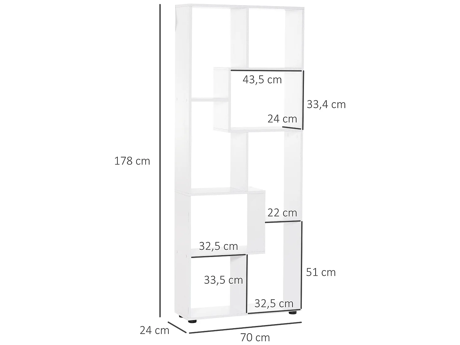 Estantería blanco 70x24x178 cm HOMCOM