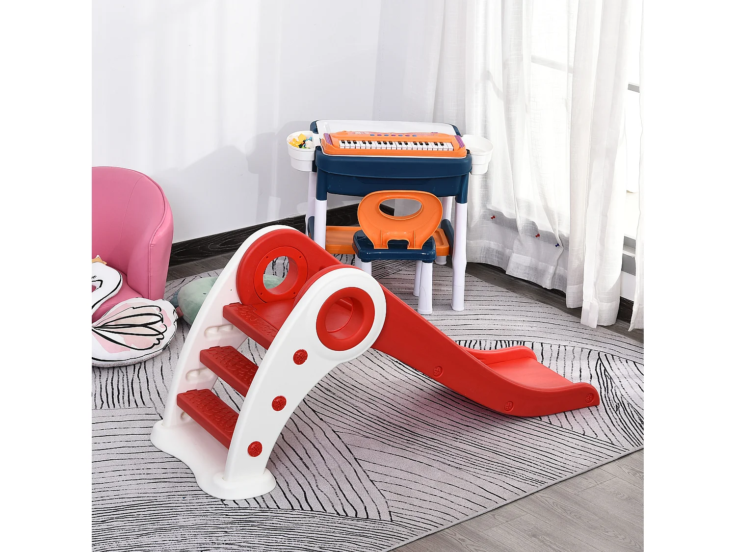 Tobogán plegable infantil rojo 120x50x56 cm HOMCOM