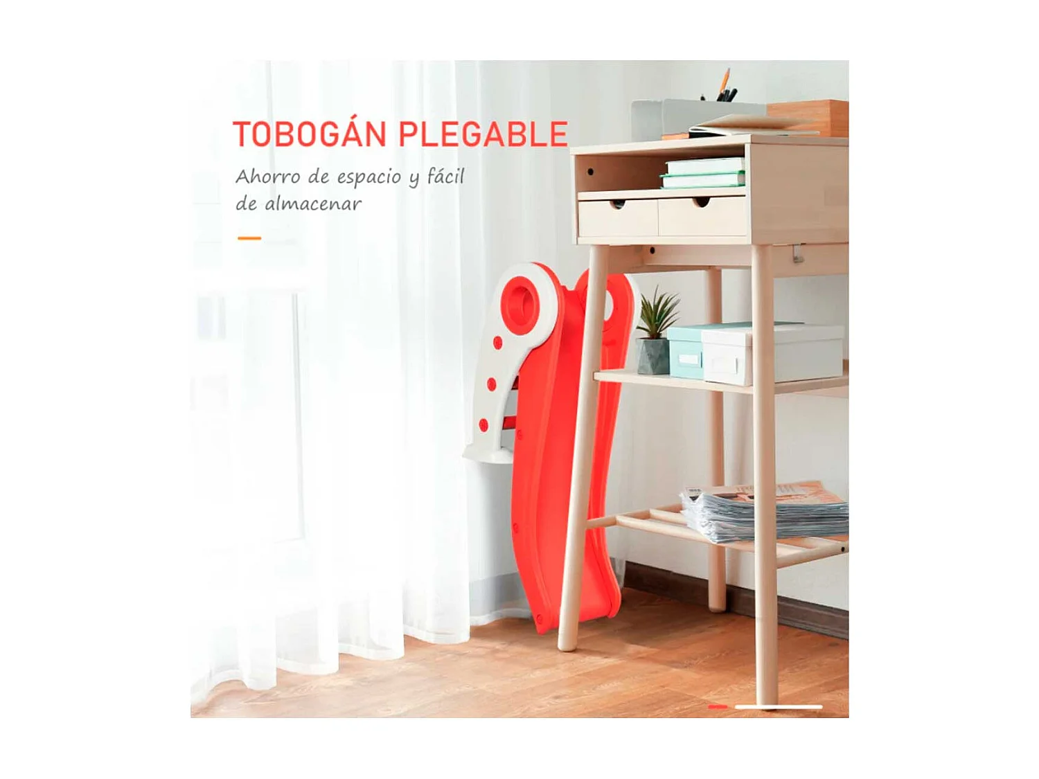 Tobogán plegable infantil rojo 120x50x56 cm HOMCOM