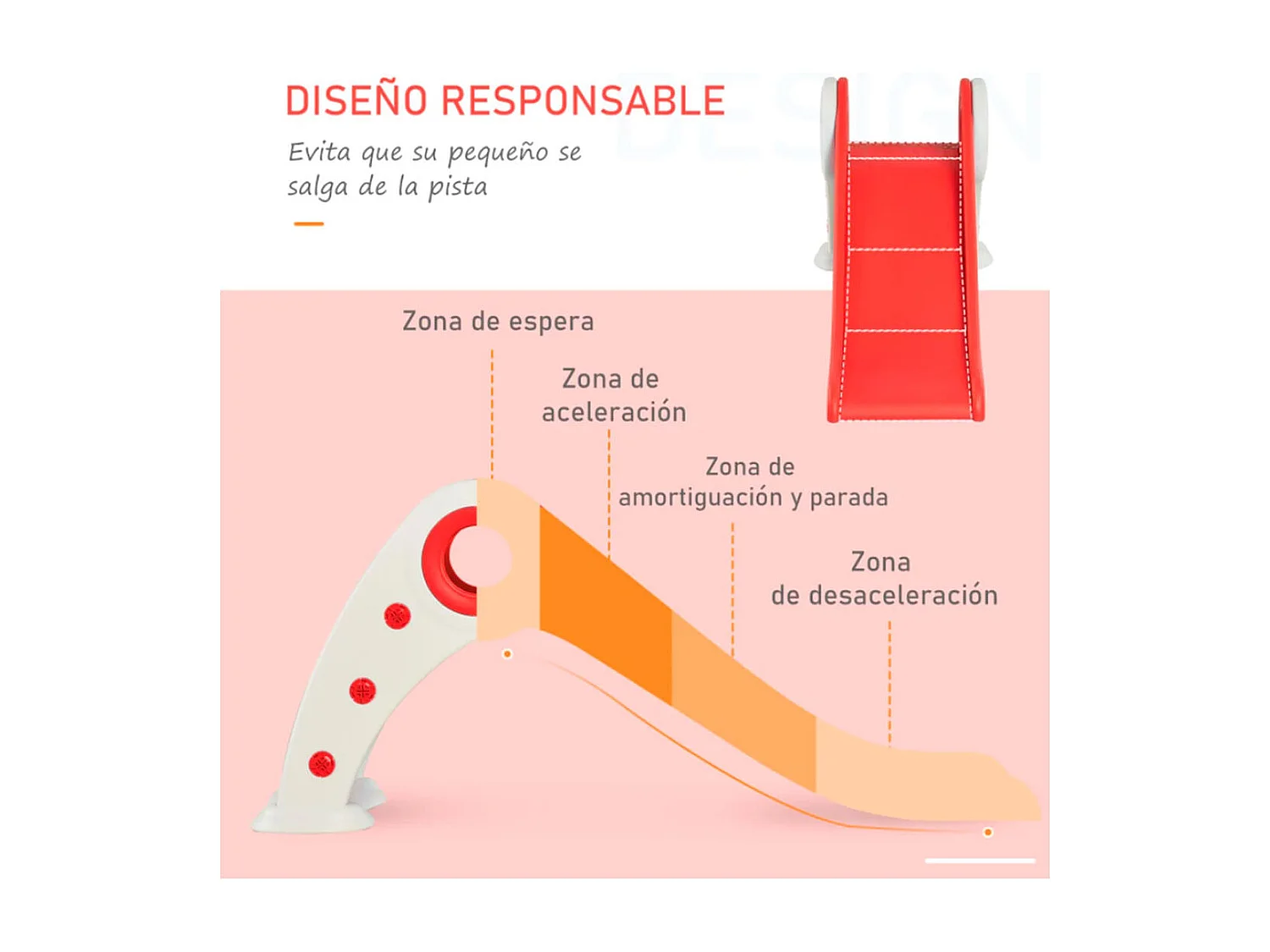 Tobogán plegable infantil rojo 120x50x56 cm HOMCOM