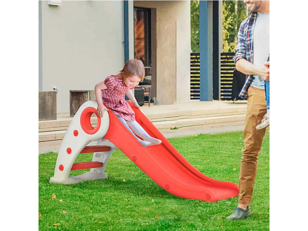 Tobogán plegable infantil rojo 120x50x56 cm HOMCOM