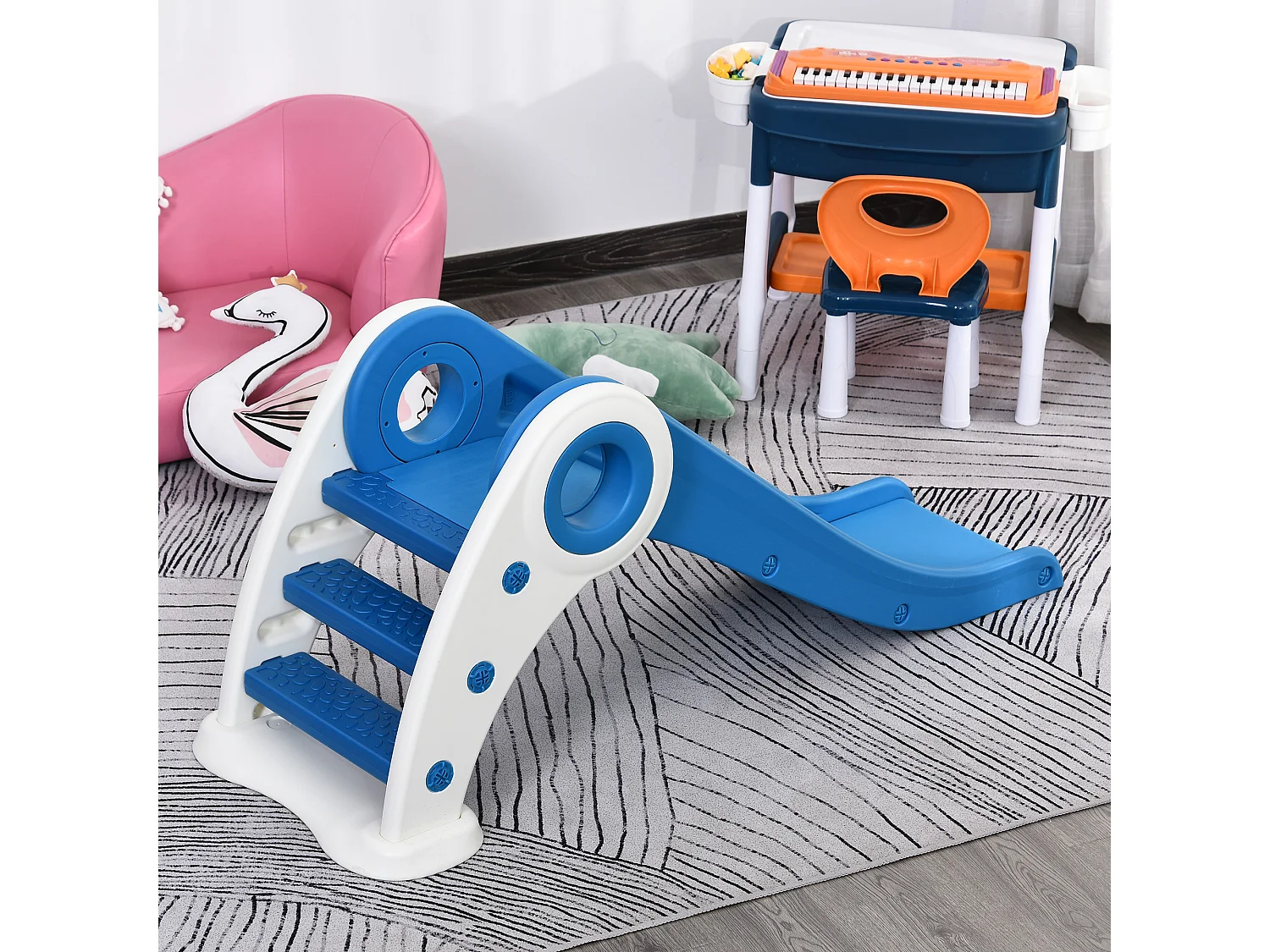Tobogán plegable infantil azul 120 x 50 x 56 cm HOMCOM
