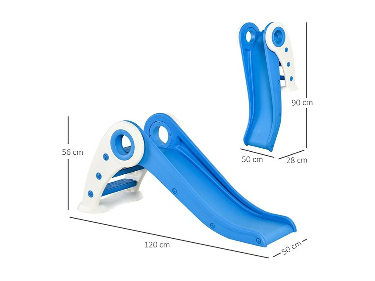 Tobogán plegable infantil azul 120 x 50 x 56 cm HOMCOM