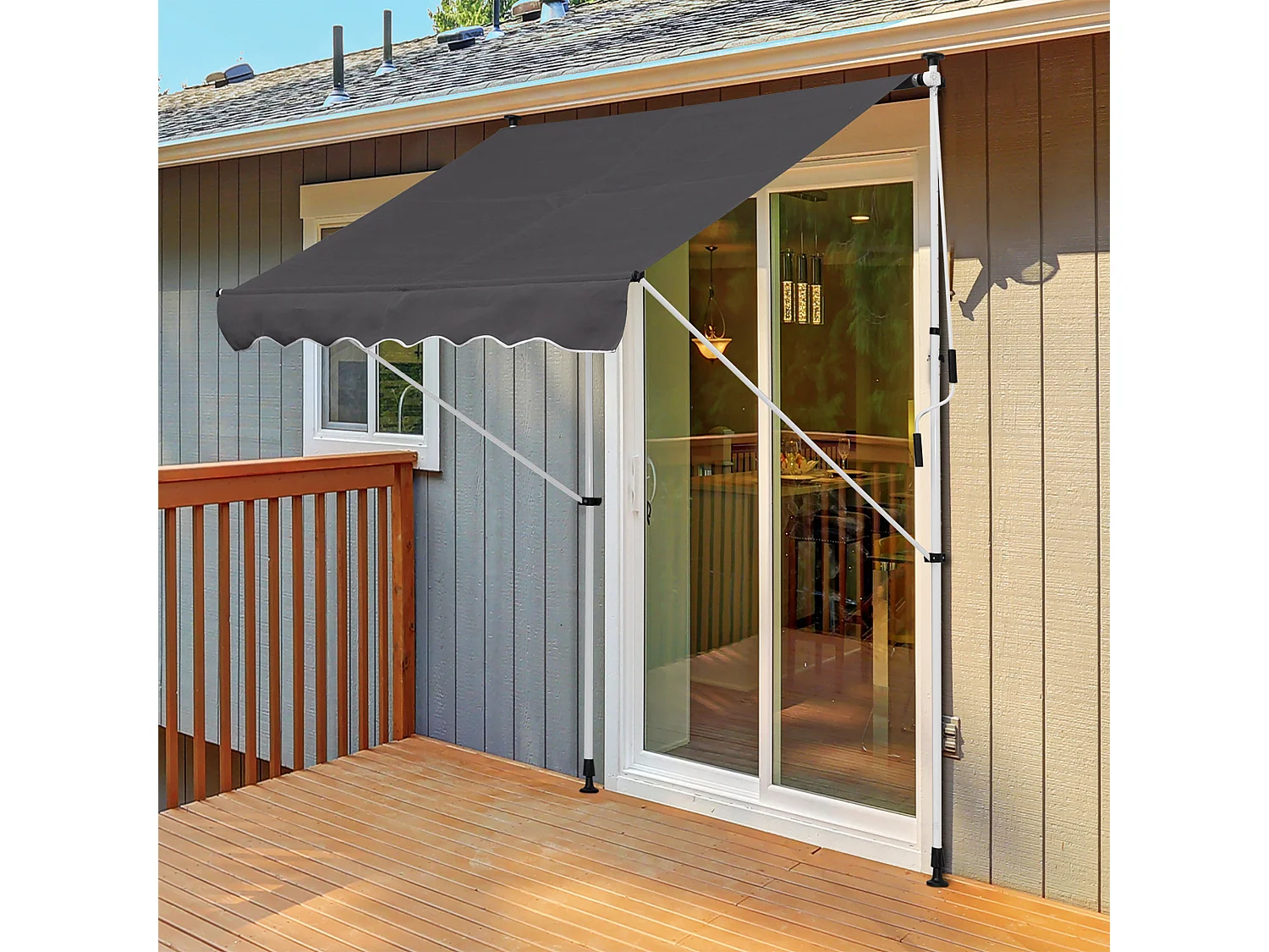 Toldo manual retráctil gris 200x150x280 cm Outsunny