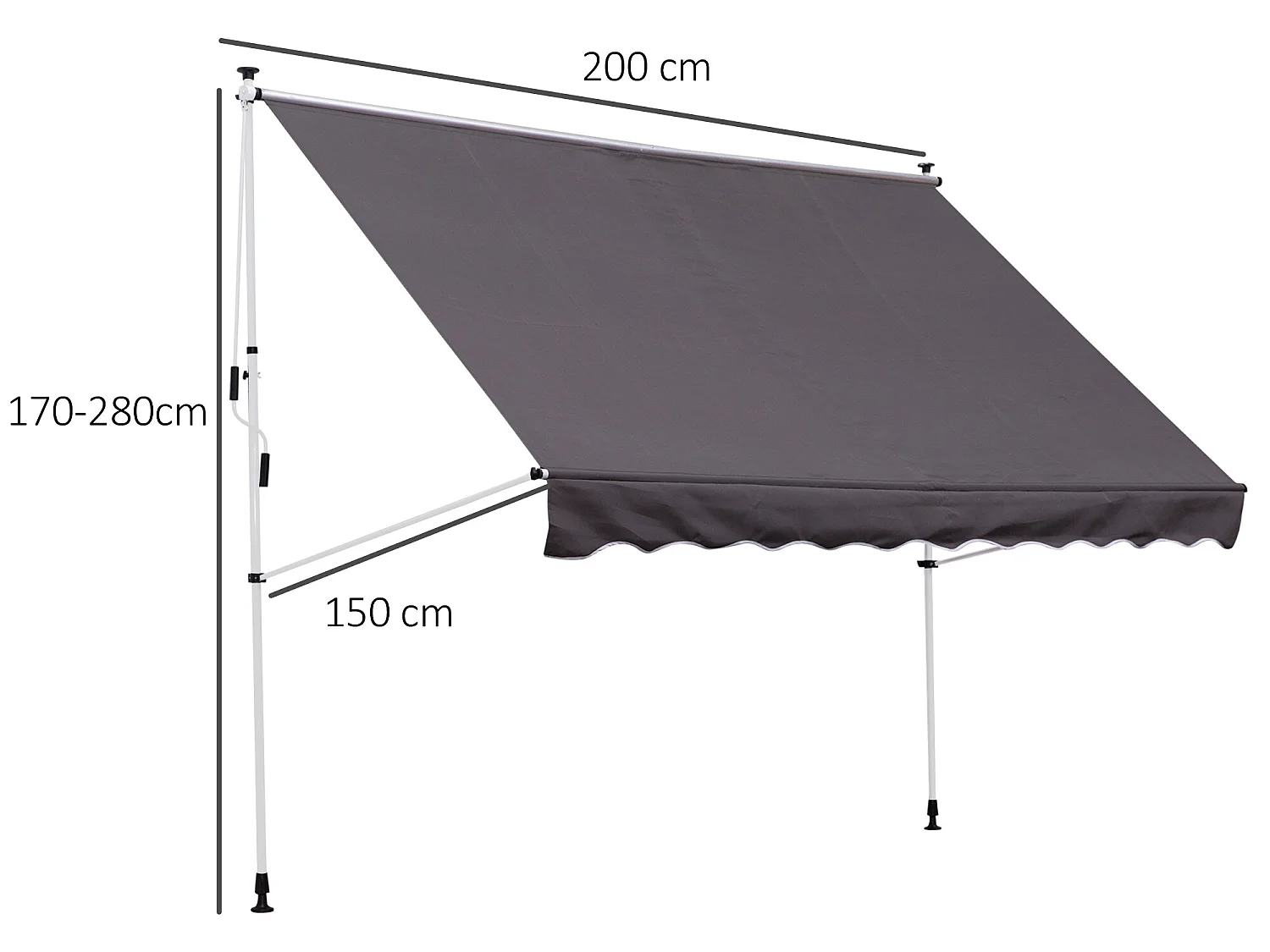 Toldo manual retráctil gris 200x150x280 cm Outsunny