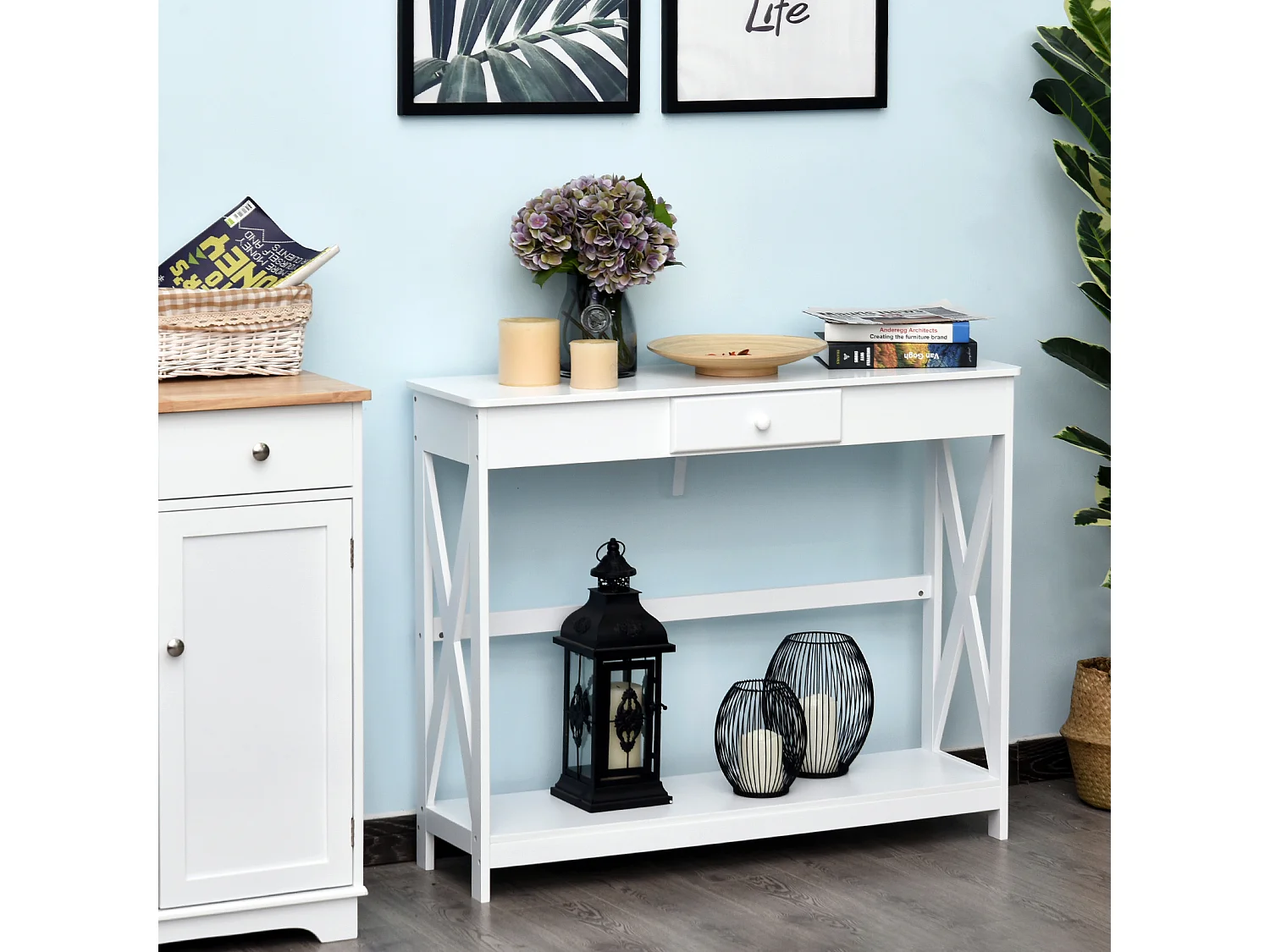 Mesa de consola blanco 100x30x81cm HOMCOM