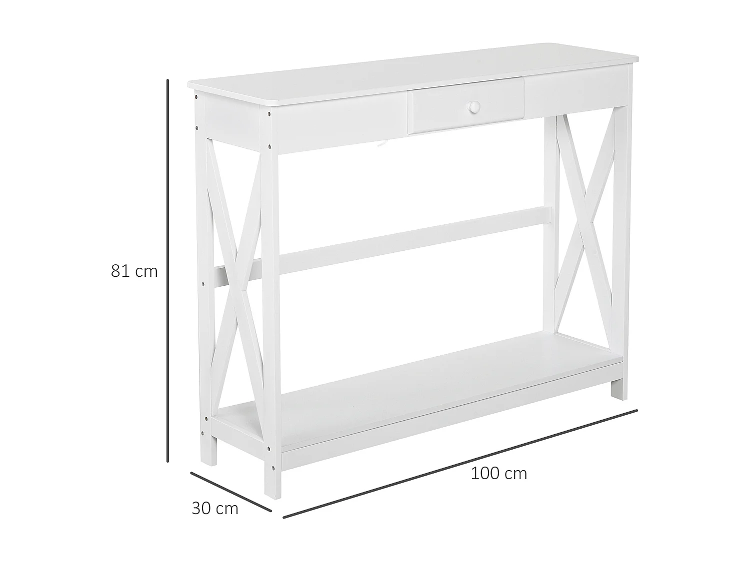 Mesa de consola blanco 100x30x81cm HOMCOM