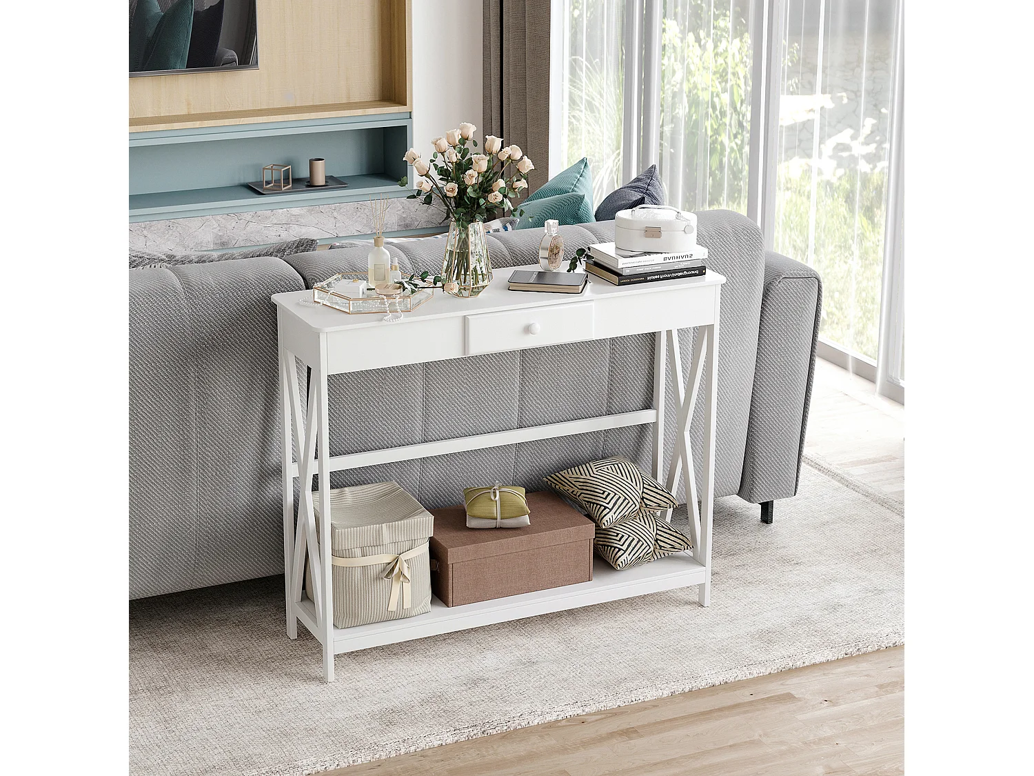 Mesa de consola blanco 100x30x81cm HOMCOM