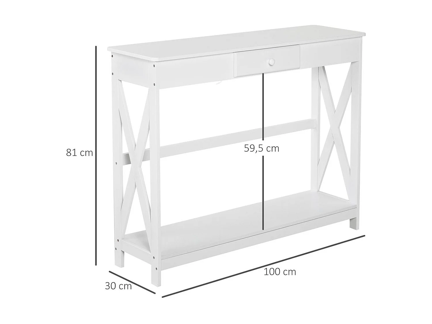 Mesa de consola blanco 100x30x81cm HOMCOM