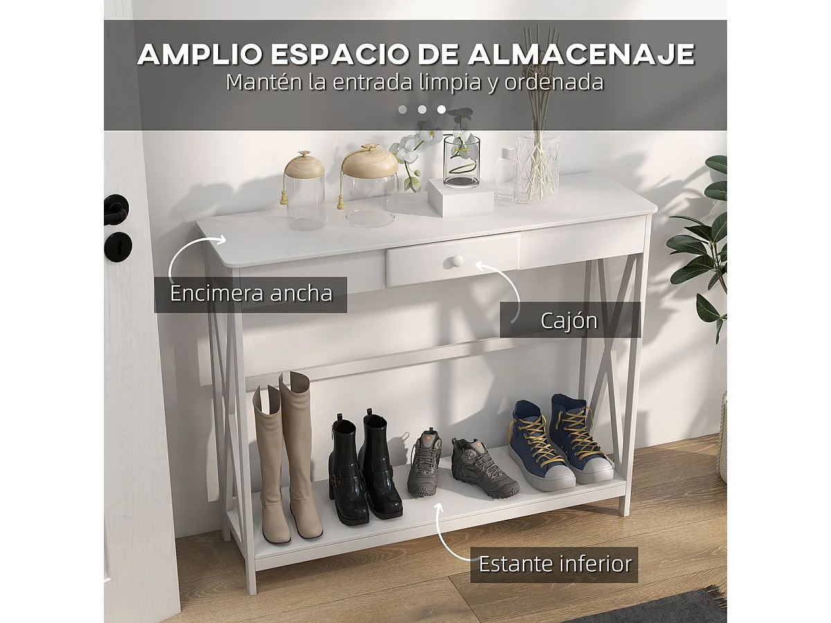 Mesa de consola blanco 100x30x81cm HOMCOM