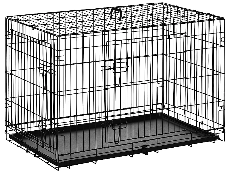 Jaula de perro negro 92x57x62.5 cm PawHut