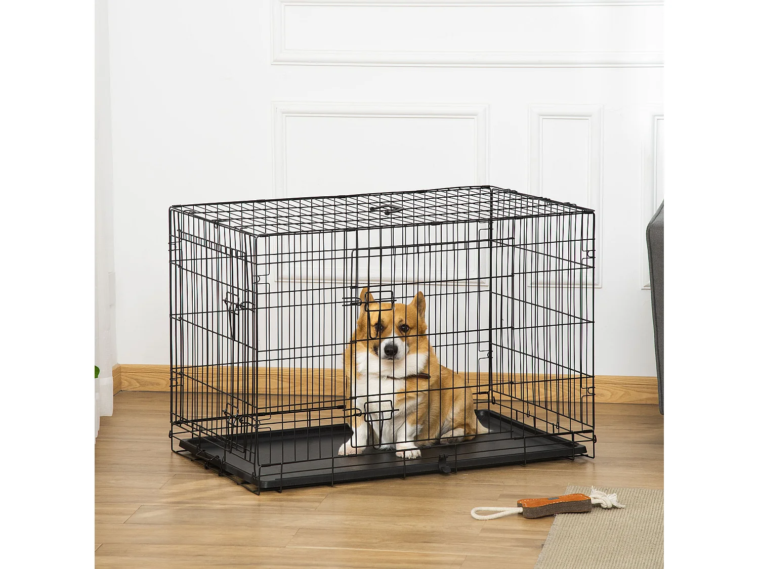 Jaula de perro negro 92x57x62.5 cm PawHut