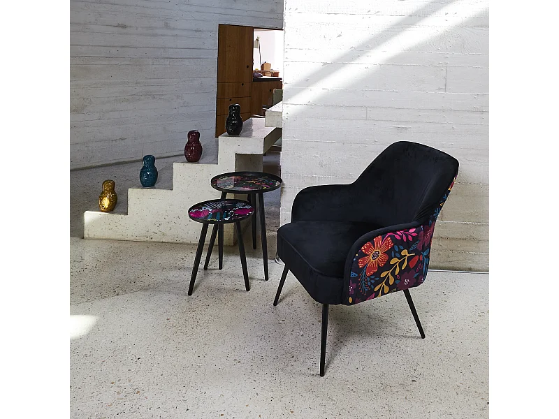 Fauteuil Design à Motifs "Olga" 78cm Noir