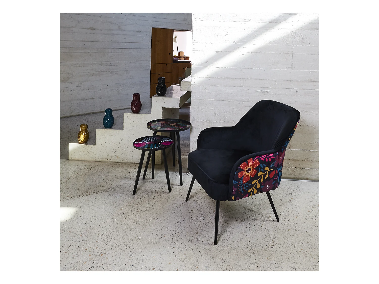 Fauteuil Design à Motifs "Olga" 78cm Noir