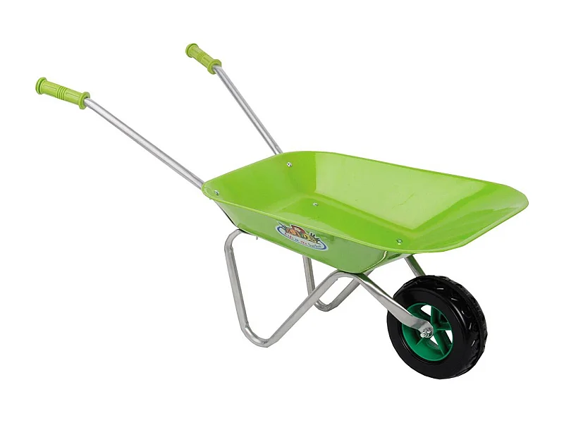Carretilla de metal verde para niños con mango de plástico 76x41x39cm