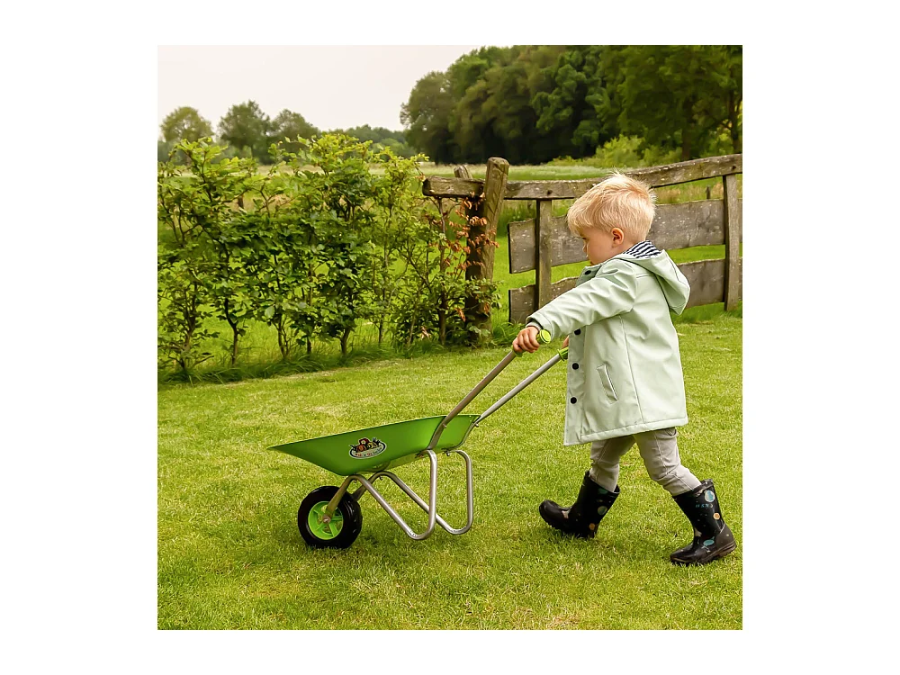 Brouette verte en métal enfant