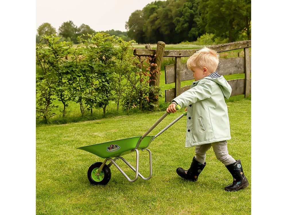 Brouette verte en métal enfant