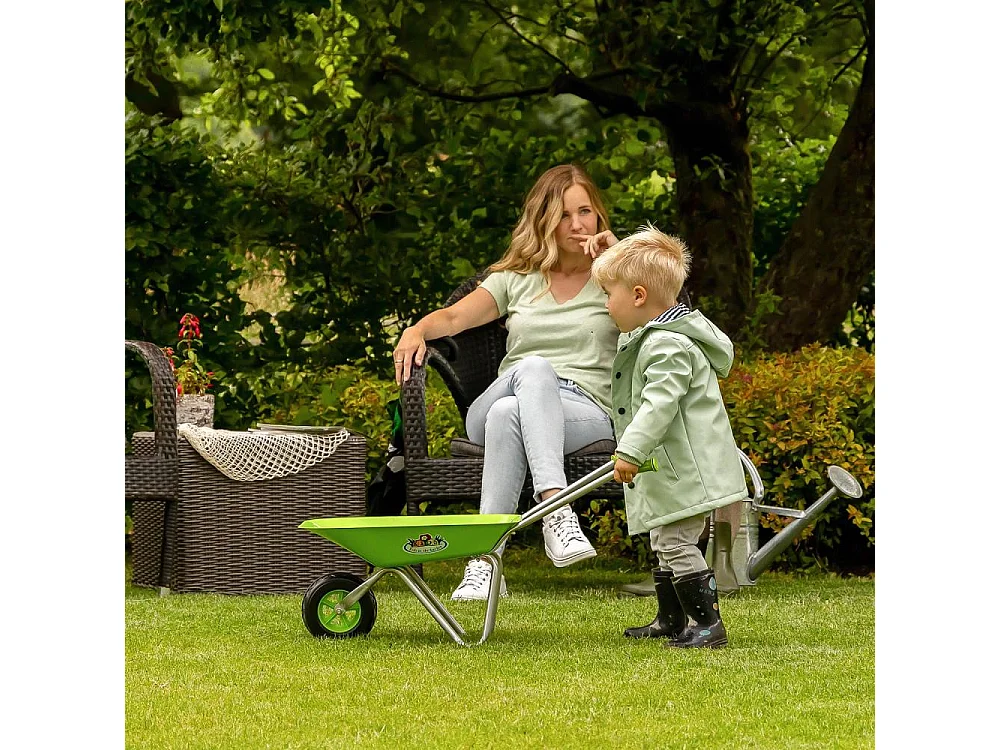 Brouette verte en métal enfant