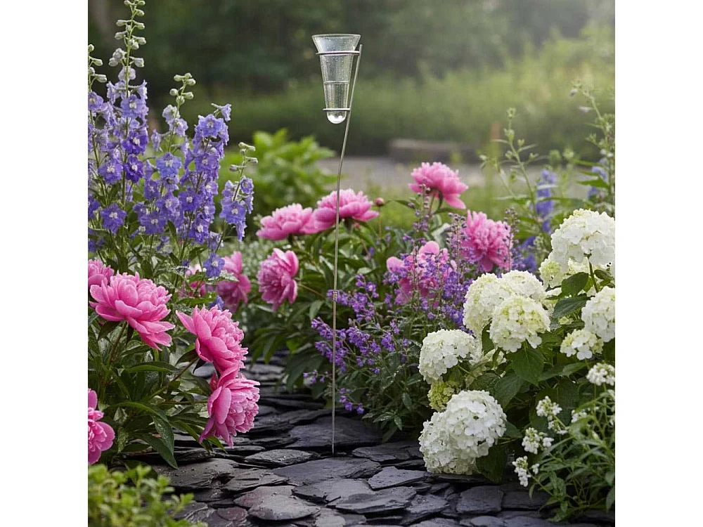 Pluviomètre gradué en verre et zinc