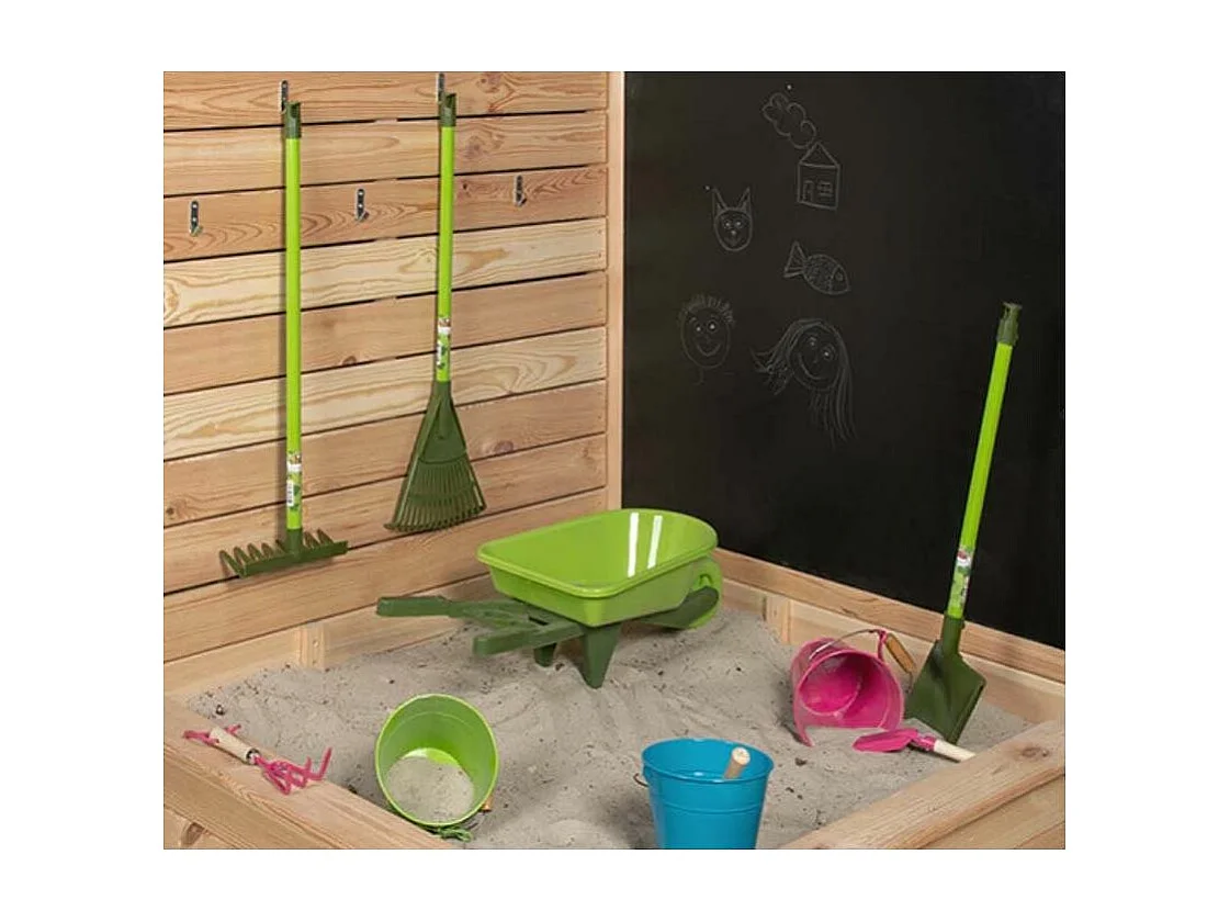 Brouette enfant en plastique vert bi-ton